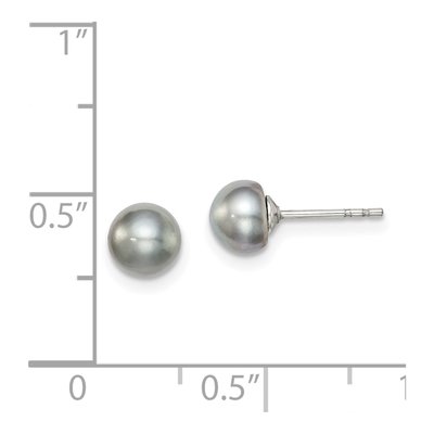 Sterling Silver Button Grey Freshwater Cultured Pearl Stud Earrings – view 5
