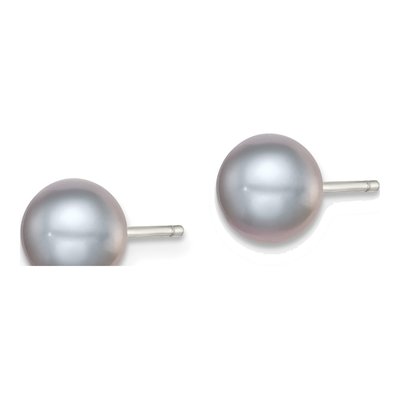 Sterling Silver Button Grey Freshwater Cultured Pearl Stud Earrings – view 3