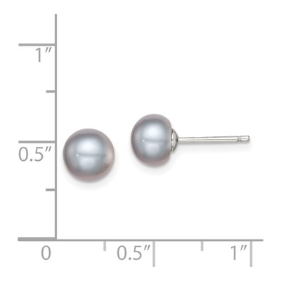 Sterling Silver Button Grey Freshwater Cultured Pearl Stud Earrings – view 5