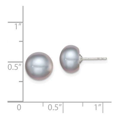 Sterling Silver Grey Freshwater Cultured Pearl Button Stud Earrings – view 5