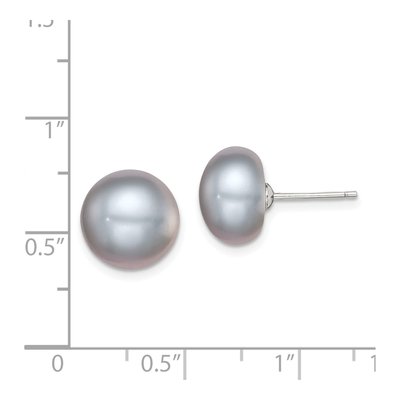 Sterling Silver Grey Freshwater Cultured Pearl Button Stud Earrings – view 5