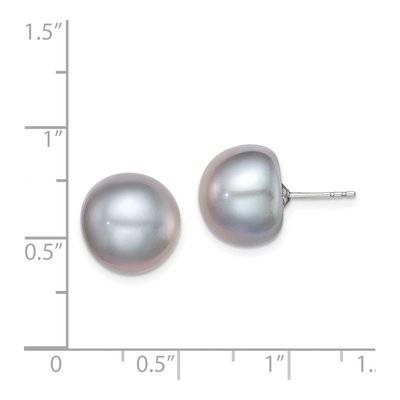 Sterling Silver Grey Freshwater Cultured Pearl Button Stud Earrings – view 5