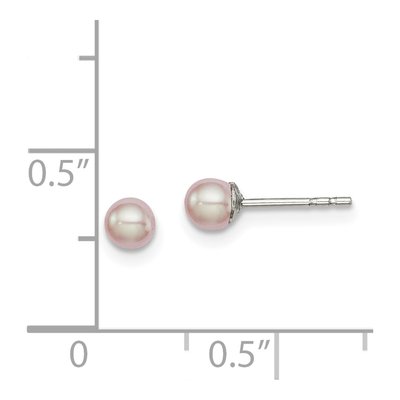 Sterling Silver Button Pink Freshwater Cultured Pearl Stud Earrings – view 4