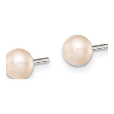 Sterling Silver Button Pink Freshwater Cultured Pearl Stud Earrings – view 3