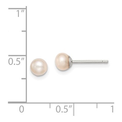 Sterling Silver Button Pink Freshwater Cultured Pearl Stud Earrings – view 5