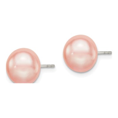 Sterling Silver Pink Freshwater Cultured Pearl Button Stud Earrings – view 3