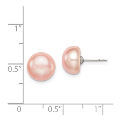 Sterling Silver Pink Freshwater Cultured Pearl Button Stud Earrings – view 5