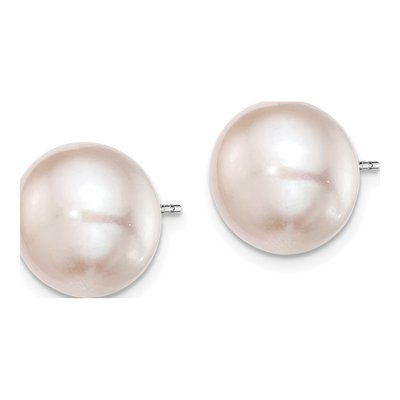 Sterling Silver Pink Freshwater Cultured Pearl Button Stud Earrings – view 3