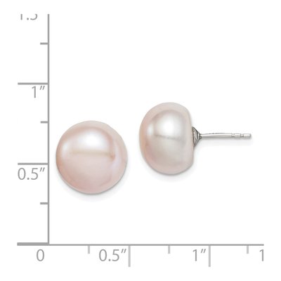 Sterling Silver Pink Freshwater Cultured Pearl Button Stud Earrings – view 5
