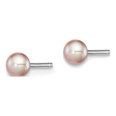 Sterling Silver Purple Freshwater Cultured Pearl Button Stud Earrings – view 3