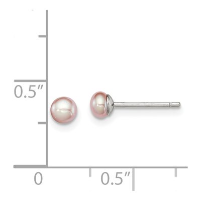 Sterling Silver Purple Freshwater Cultured Pearl Button Stud Earrings – view 5