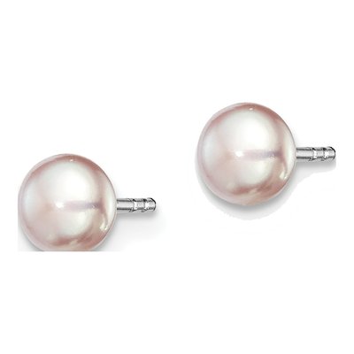 Sterling Silver Button Purple Freshwater Cultured Pearl Stud Earrings – view 3