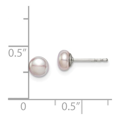 Sterling Silver Button Purple Freshwater Cultured Pearl Stud Earrings – view 5