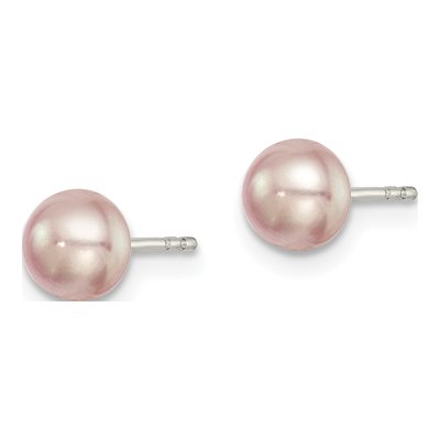 Sterling Silver Purple Freshwater Cultured Pearl Button Stud Earrings – view 3