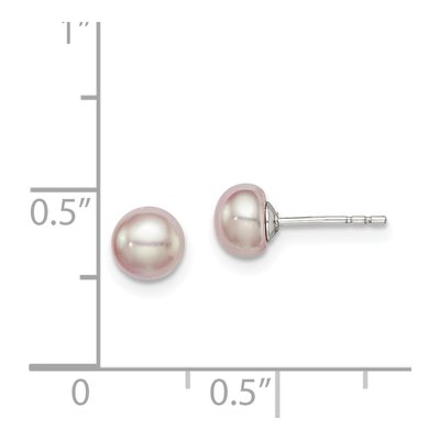 Sterling Silver Purple Freshwater Cultured Pearl Button Stud Earrings – view 5