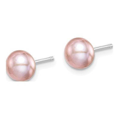 Sterling Silver Purple Freshwater Cultured Pearl Button Stud Earrings – view 3