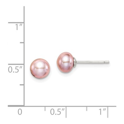 Sterling Silver Purple Freshwater Cultured Pearl Button Stud Earrings – view 5