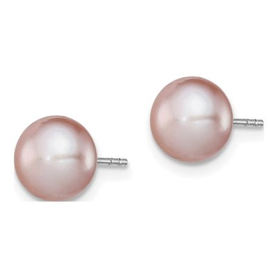 Sterling Silver Purple Freshwater Cultured Pearl Button Stud Earrings – view 3