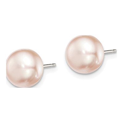 Sterling Silver Purple Freshwater Cultured Pearl Button Stud Earrings – view 3