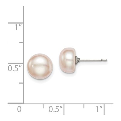 Sterling Silver Purple Freshwater Cultured Pearl Button Stud Earrings – view 5