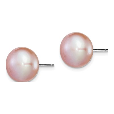 Sterling Silver Purple Freshwater Cultured Pearl Button Stud Earrings – view 3