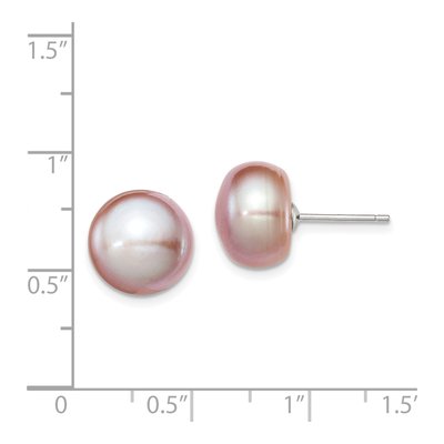 Sterling Silver Purple Freshwater Cultured Pearl Button Stud Earrings – view 5