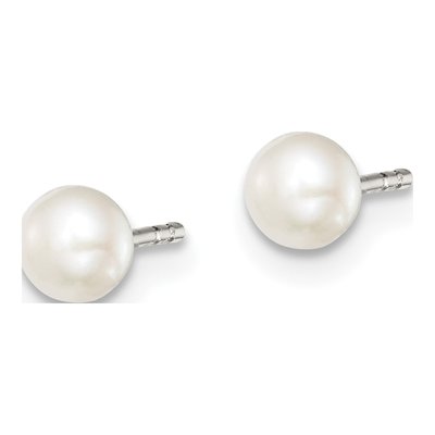 Sterling Silver Freshwater Cultured Pearl Button Stud Earrings – view 3