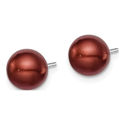 Sterling Silver Round Brown Freshwater Cultured Pearl Stud Earrings – view 3