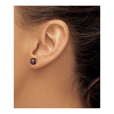 Sterling Silver Round Brown Freshwater Cultured Pearl Stud Earrings – view 4
