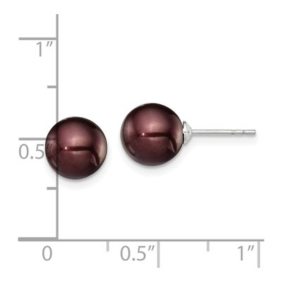 Sterling Silver Round Brown Freshwater Cultured Pearl Stud Earrings – view 5