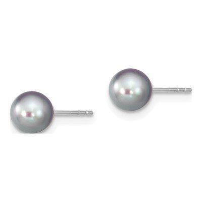Sterling Silver Round Grey Freshwater Cultured Pearl Stud Earrings – view 3