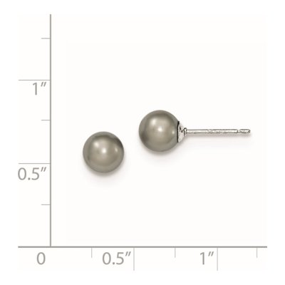 Sterling Silver Round Grey Freshwater Cultured Pearl Stud Earrings – view 5