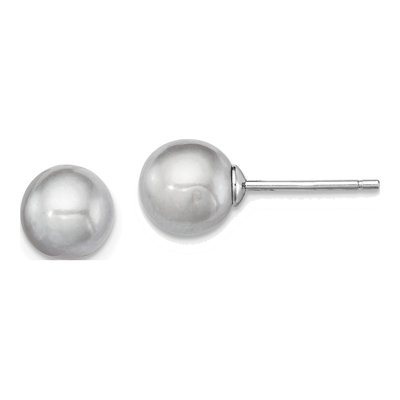 Sterling Silver Round Grey Freshwater Cultured Pearl Stud Earrings