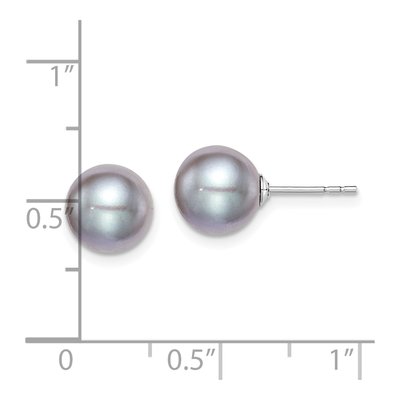 Sterling Silver Round Grey Freshwater Cultured Pearl Stud Earrings – view 4