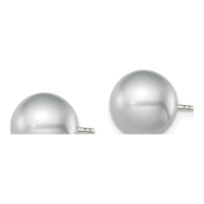 Sterling Silver Round Grey Freshwater Cultured Pearl Stud Earrings – view 3