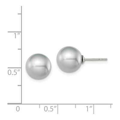 Sterling Silver Round Grey Freshwater Cultured Pearl Stud Earrings – view 5