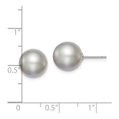 Sterling Silver Round Grey Freshwater Cultured Pearl Stud Earrings – view 5