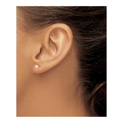 Sterling Silver Round Pink Freshwater Cultured Pearl Stud Earrings – view 4