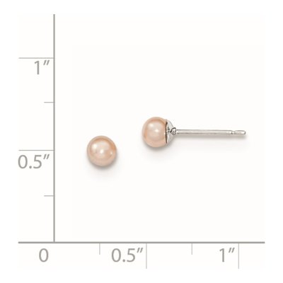Sterling Silver Round Pink Freshwater Cultured Pearl Stud Earrings – view 5