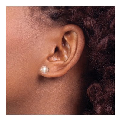 Sterling Silver Round Pink Freshwater Cultured Pearl Stud Earrings – view 4