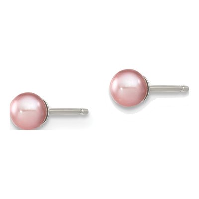 Sterling Silver Round Purple Freshwater Cultured Pearl Stud Earrings – view 3