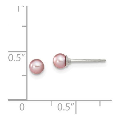Sterling Silver Round Purple Freshwater Cultured Pearl Stud Earrings – view 5