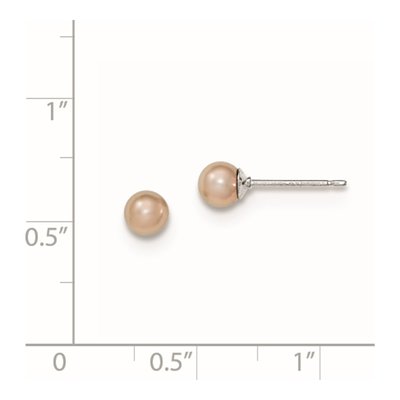 Sterling Silver Round Purple Freshwater Cultured Pearl Stud Earrings – view 5