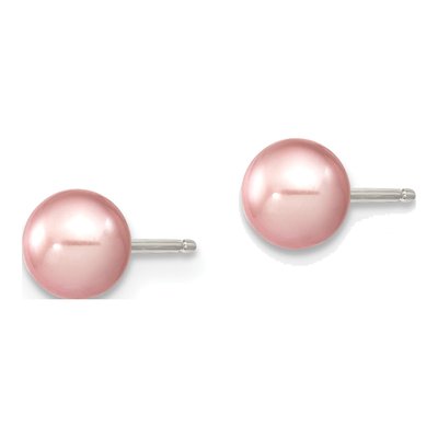Sterling Silver Round Purple Freshwater Cultured Pearl Stud Earrings – view 3