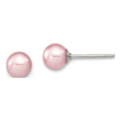 Sterling Silver Round Purple Freshwater Cultured Pearl Stud Earrings