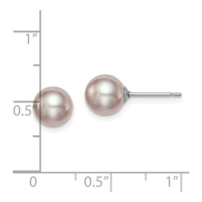 Sterling Silver Round Purple Freshwater Cultured Pearl Stud Earrings – view 5