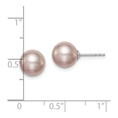 Sterling Silver Round Purple Freshwater Cultured Pearl Stud Earrings – view 5