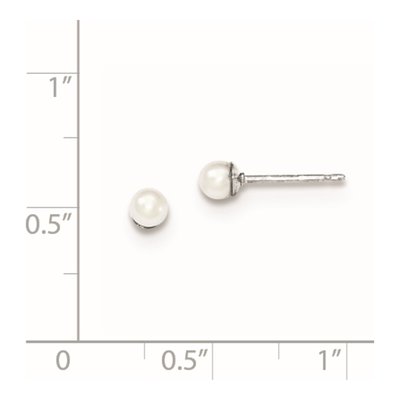 Sterling Silver Round Freshwater Cultured Pearl Stud Earrings – view 4