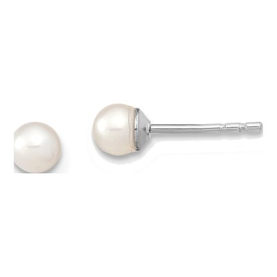 Sterling Silver Round Freshwater Cultured Pearl Stud Earrings