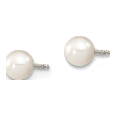 Sterling Silver Round Freshwater Cultured Pearl Stud Earrings – view 3